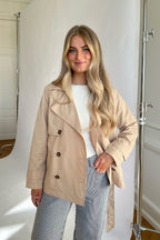 Women's Short Trench Coat Double-Breasted Notch Lapel