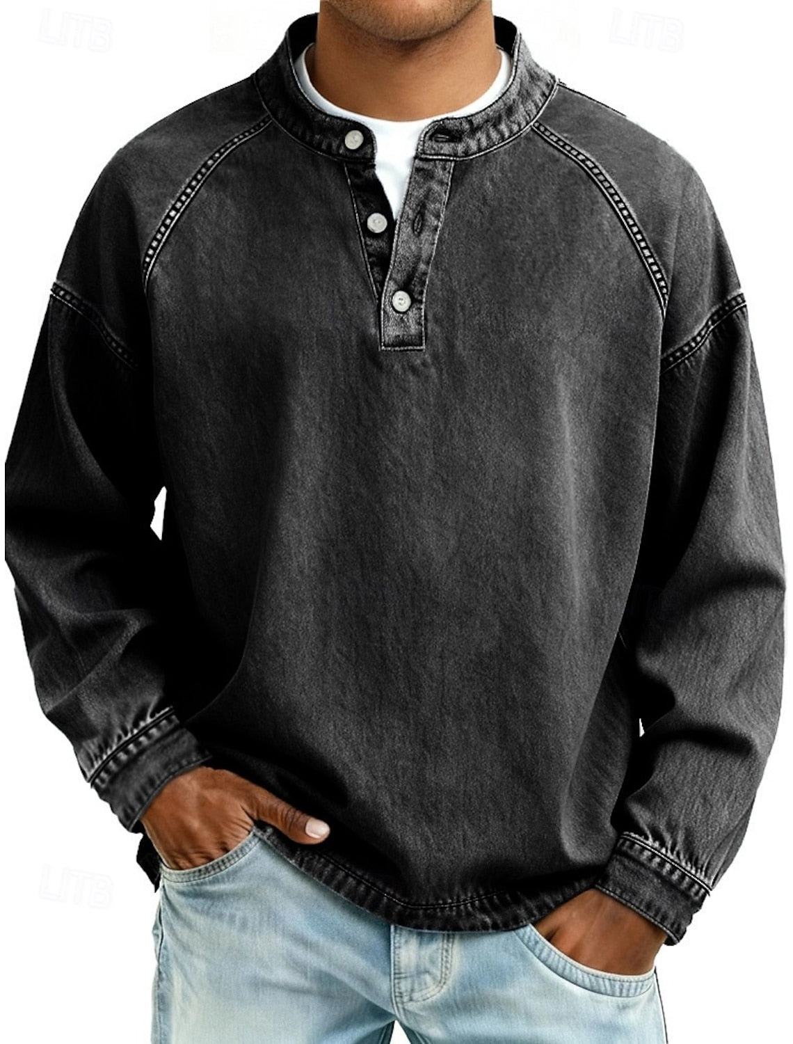 Logan | Long Sleeve Henley Shirt