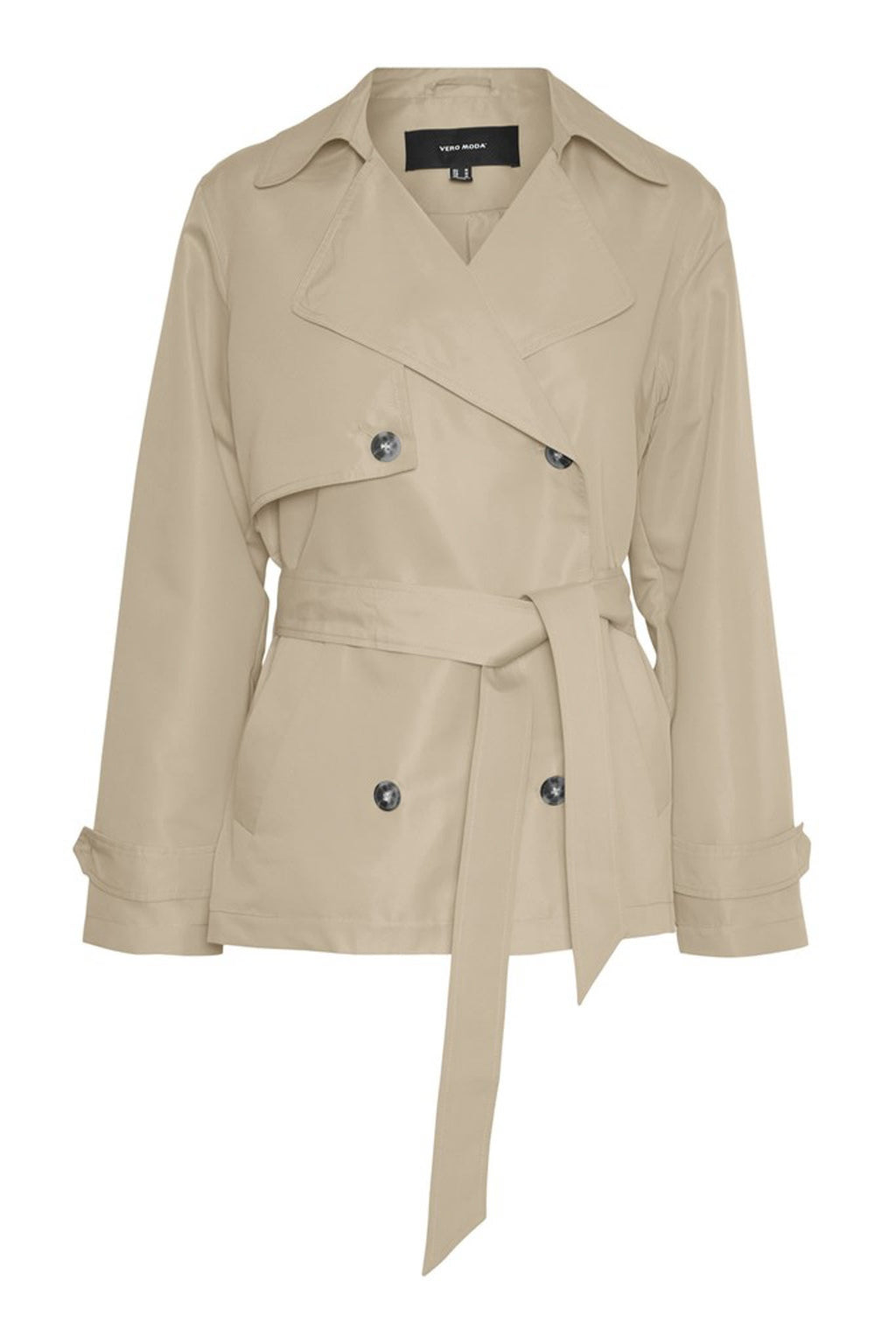 Women's Short Trench Coat Double-Breasted Notch Lapel