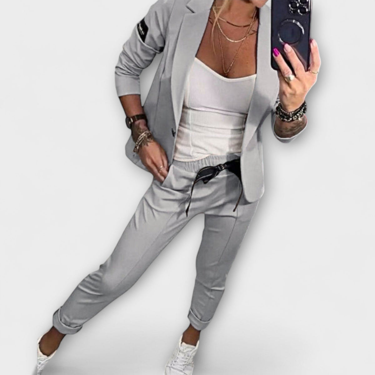 Vionne | Elegant Set of Top, Jacket, and Trousers