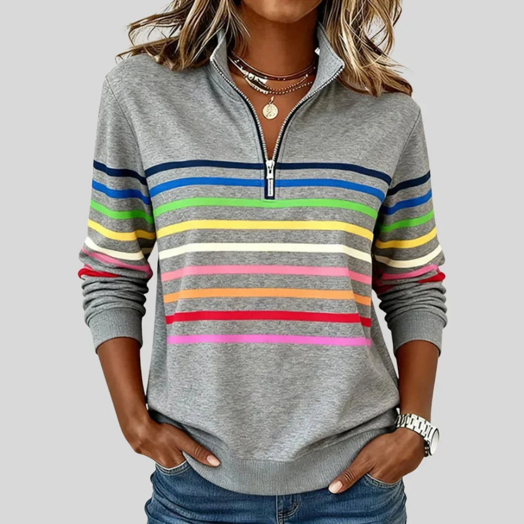 Felicity | Striped Quarter-Zip Sweatshirt