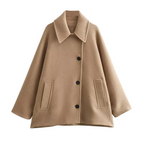 Women's Oversized Button-Front Coat with Collar