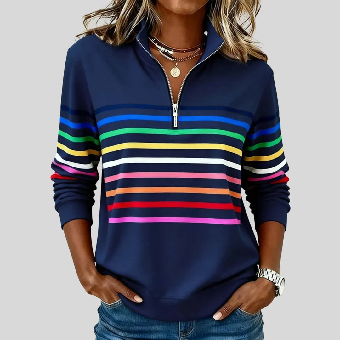 Felicity | Striped Quarter-Zip Sweatshirt