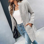 Women's Herringbone Longline Blazer Notch Lapel