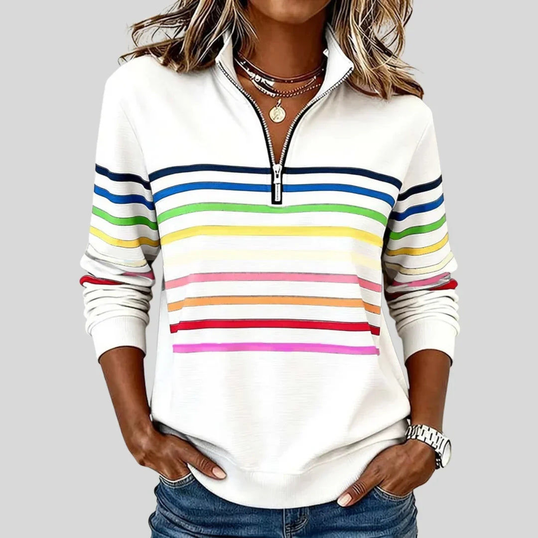 Felicity | Striped Quarter-Zip Sweatshirt