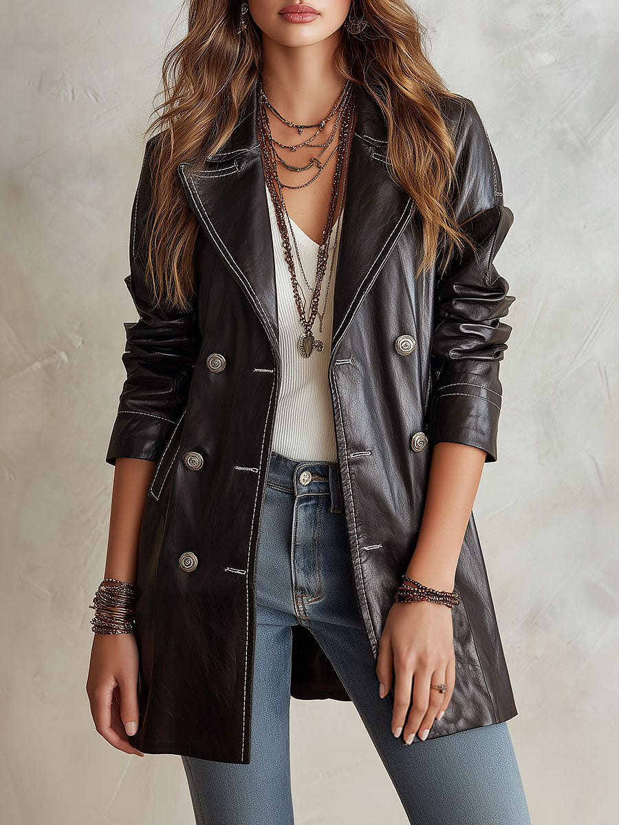 Viola | Vintage-style Black Trench Coat