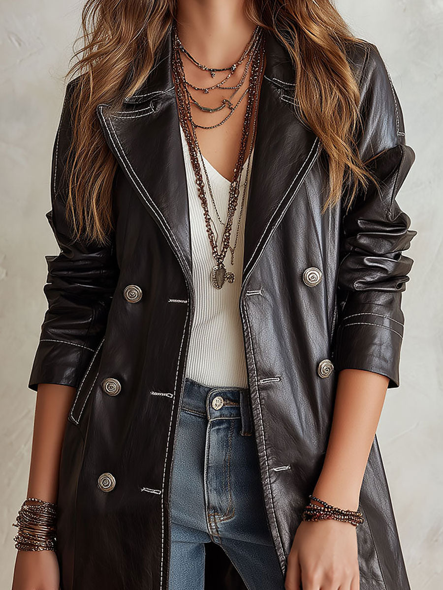 Viola | Vintage-style Black Trench Coat