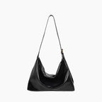 Women's Patent Vegan Leather Shoulder Bag with Curved Slouch