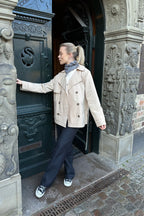 Women's Short Trench Coat Double-Breasted Notch Lapel