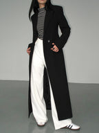 Women's Long Trench Coat Single-Breasted Notch Collar