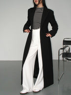 Women's Long Trench Coat Single-Breasted Notch Collar