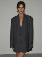 Women's Longline Oversized Blazer with Notch Lapel
