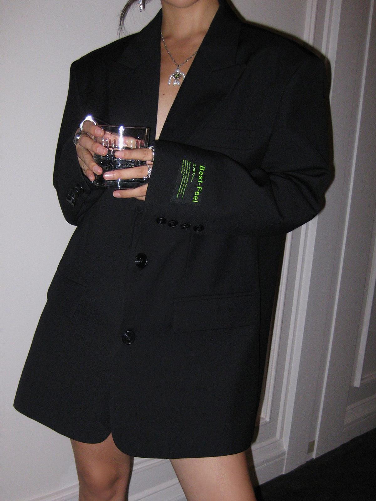 Women's Longline Oversized Blazer with Notch Lapel