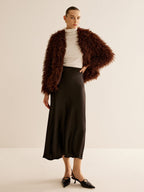 Women's Shaggy Faux Fur Jacket with Relaxed Fit