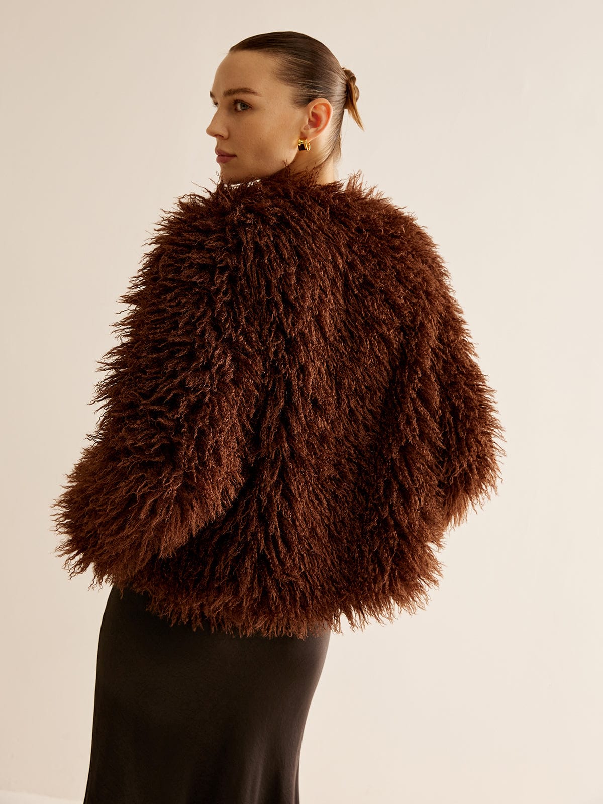 Women's Shaggy Faux Fur Jacket with Relaxed Fit