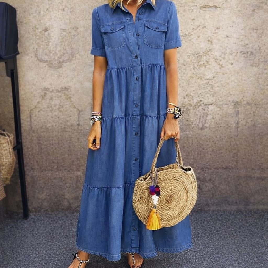 Elizabeth | Button-Front Tiered Maxi Dress