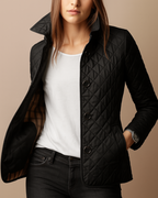 Women's Diamond Quilted Jacket with Stand Collar