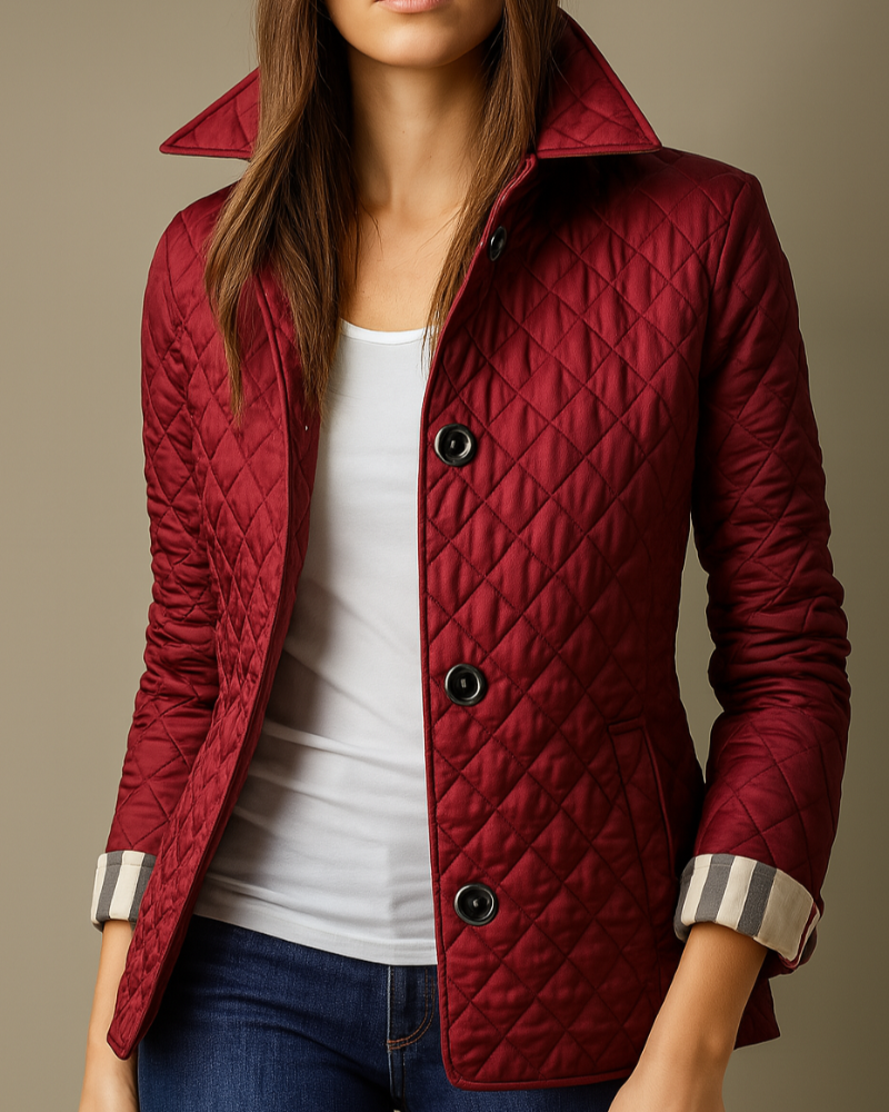 Women's Diamond Quilted Jacket with Stand Collar