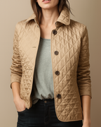 Women's Diamond Quilted Jacket with Stand Collar