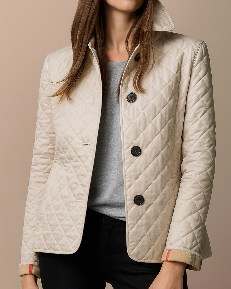 Women's Diamond Quilted Jacket with Stand Collar