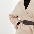 Women's Wrap Coat with Wide Lapel Collar and Tie Belt