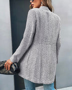 Women's Herringbone Longline Blazer Notch Lapel