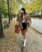 Women's Oversized Button-Front Coat with Collar