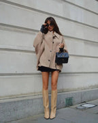 Women's Oversized Button-Front Coat with Collar
