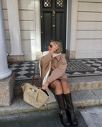 Women's Oversized Button-Front Coat with Collar