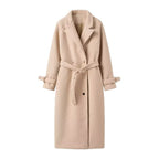 Women's Belted Teddy Coat with Notched Collar