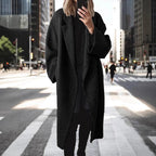 Women's Oversized Longline Coat Double-Breasted