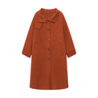 Women's Button-Front Wool-Blend Coat with Stand Collar