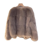 Women's Faux Fur Jacket with Buckle Detail Open Front