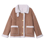 Women's Oversized Shearling Jacket with Wide Lapels