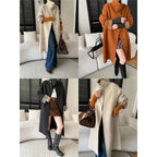Women's Button-Front Wool-Blend Coat with Stand Collar