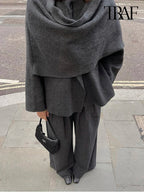 Women's Shawl Collar Knit Jacket with Button Front