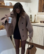 Women's Oversized Single-Breasted Wool Coat Short Fit
