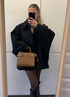 Women's Oversized Single-Breasted Wool Coat Short Fit