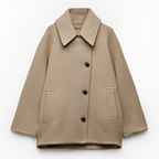 Women's Oversized Single-Breasted Wool Coat Short Fit
