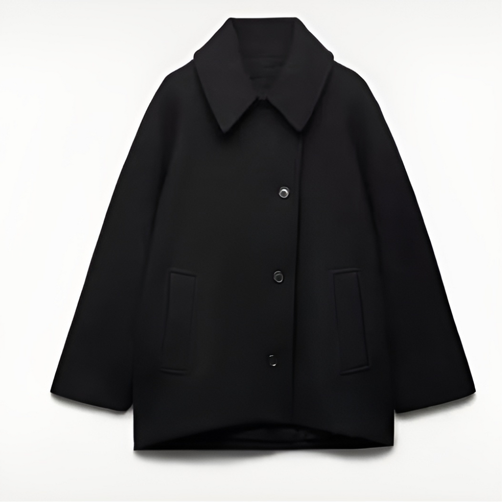 Women's Oversized Single-Breasted Wool Coat Short Fit