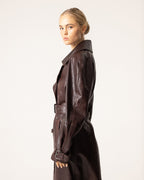 Women's Trench Coat Belted Collar Long Sleeve