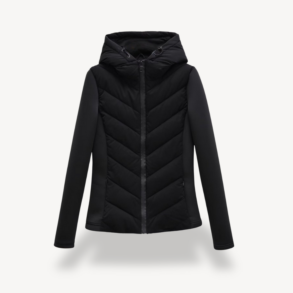 Women's Chevron Quilted Jacket with Hood