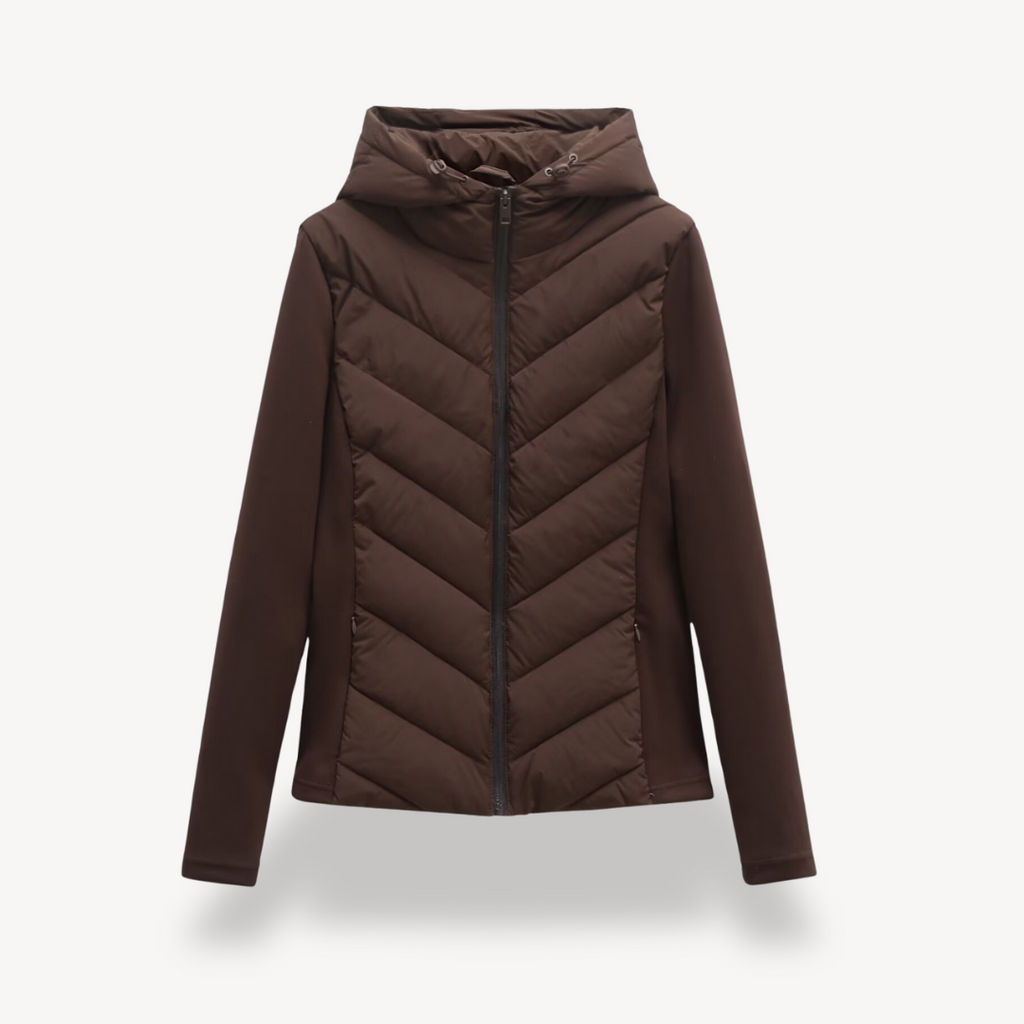 Women's Chevron Quilted Jacket with Hood