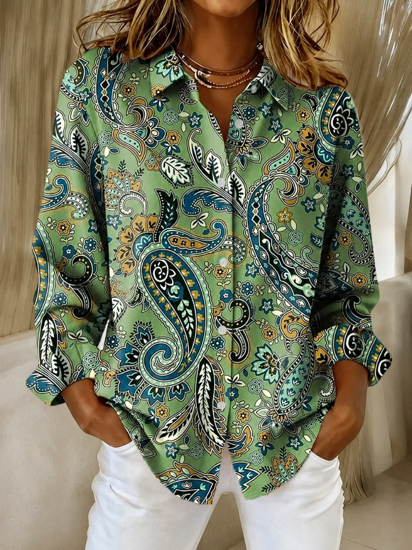 Joanna | Paisley Button Down Blouse