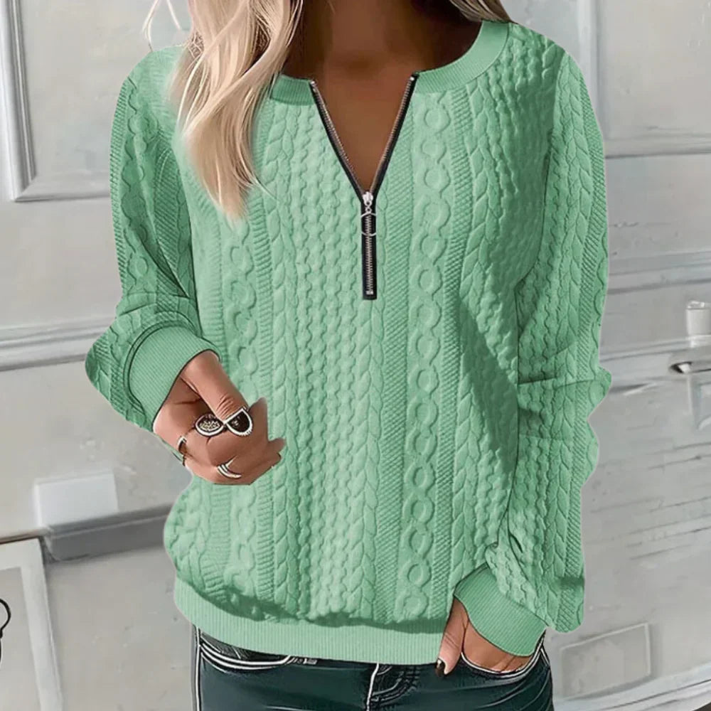 Hailey | V Neck Zipper Sweater
