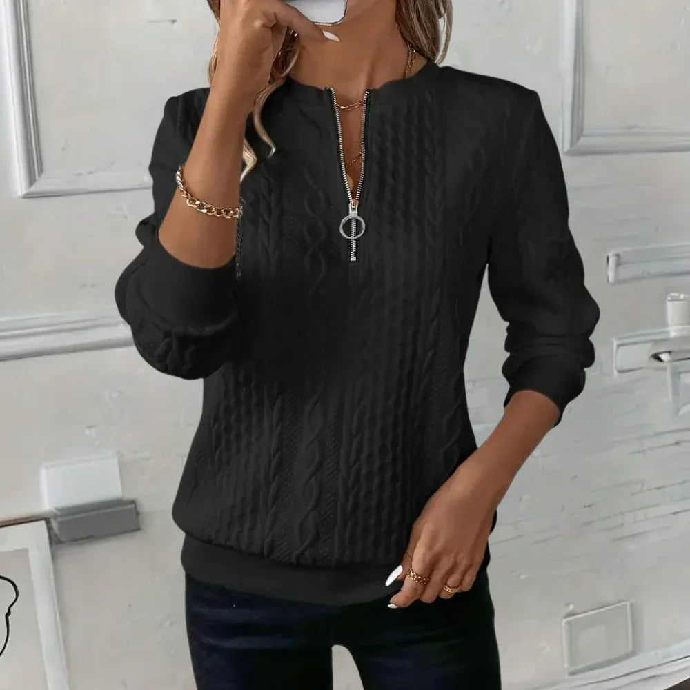 Hailey | V Neck Zipper Sweater