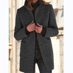 Women's Stand Collar Coat Button Front with Pockets