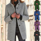 Women's Stand Collar Coat Button Front with Pockets