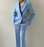 Women's Three-Piece Blazer Set Corset Top Flared Trousers