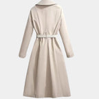 Women's Belted Trench Coat Midi Length Turndown Collar